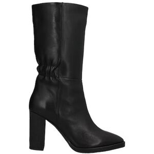 Lola Cruz Camelia Boots Black Leather block Heel